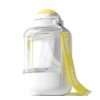39121c31-35c2-4a11-9103-6d1b5926f431_trans.jpeg Transparent pet water bottle with yellow cap and white base, attached yellow strap.